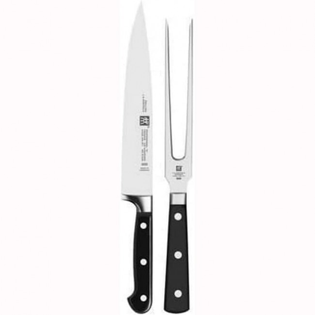Set de 2 couteaux - Fourchette et couteau à trancher - manche noir - Professional S - Zwilling