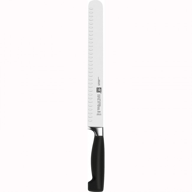 Couteau à trancher 26cm lame alvéolés - manche noir - Four star - Zwilling