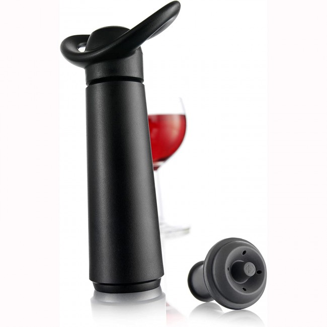 Coffret pompe à vide noire + 1 bouchon - Accessoires vin - Vacu Vin