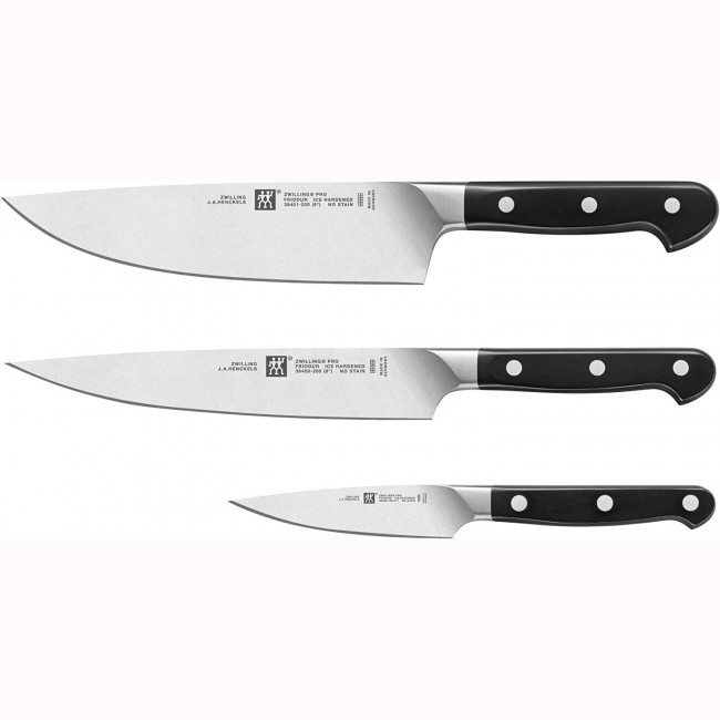 Set de 3 couteaux de cuisine - manche noir - Pro - Zwilling