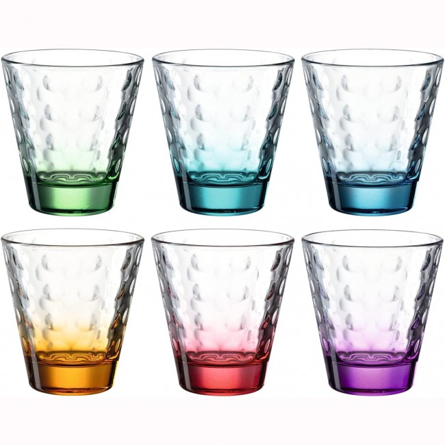 Verre à eau couleurs assorties 21,5cl - Lot de 6 - Optic - Leonardo