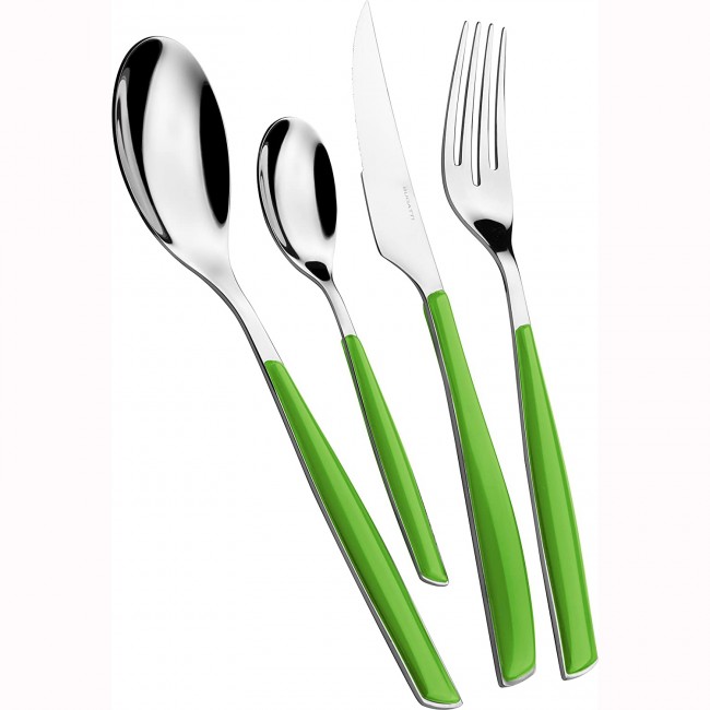 Ménagère 24 pièces vert feuillage en inox 18/10 - 2.5mm - Glamour - Bugatti