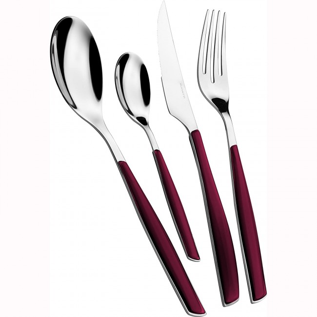Ménagère 24 pièces rouge grenade en inox 18/10 - 2.5mm - Glamour - Bugatti