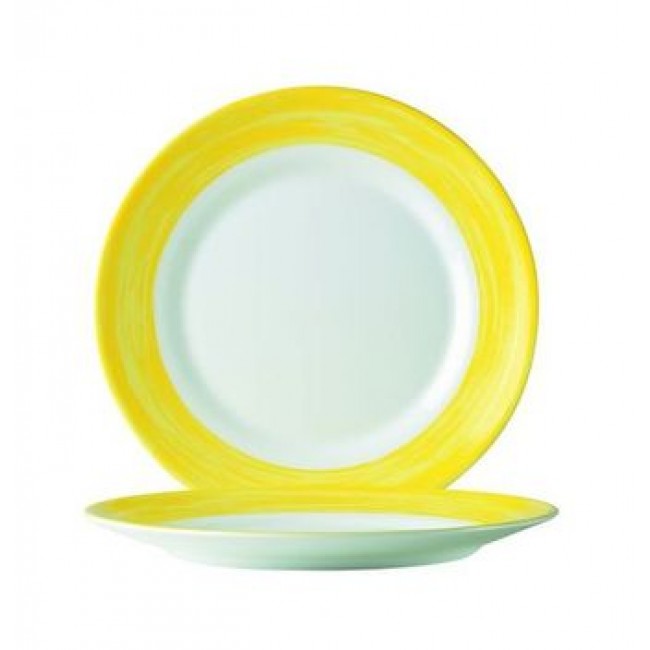 Assiette plate ronde blanche/jaune 20cm