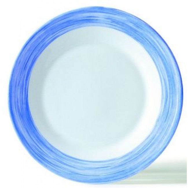 Assiette creuse ronde blanche/bleue 23cm