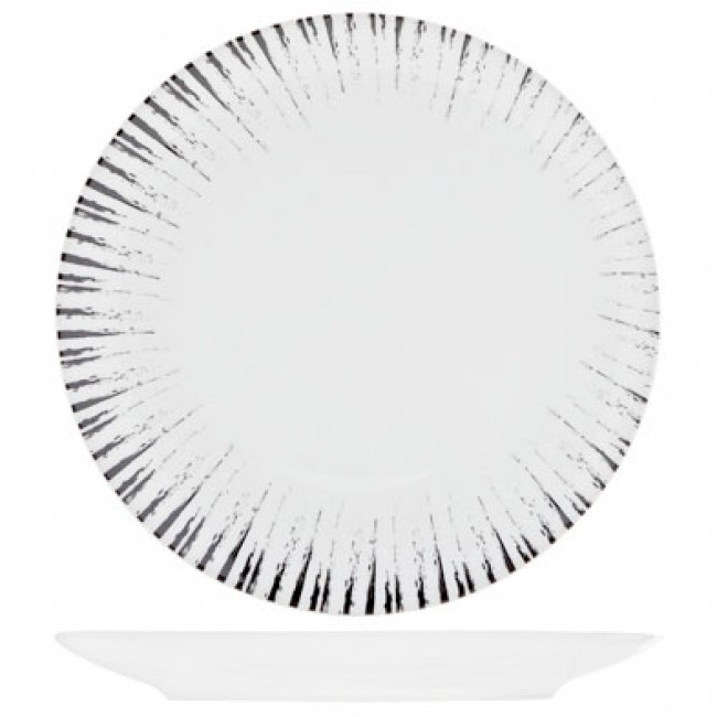 Assiette à dessert ronde noire et blanche 20cm - Glee Black - Spal
