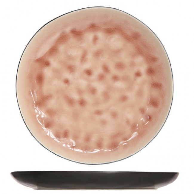 Assiette à dessert plate ronde noire et rose 20cm - Lot de 6  - Laguna Old Rose - Cosy & Trendy