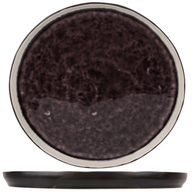 Assiette plate ronde noire et violet 27cm - Laguna Viola - Cosy & Trendy