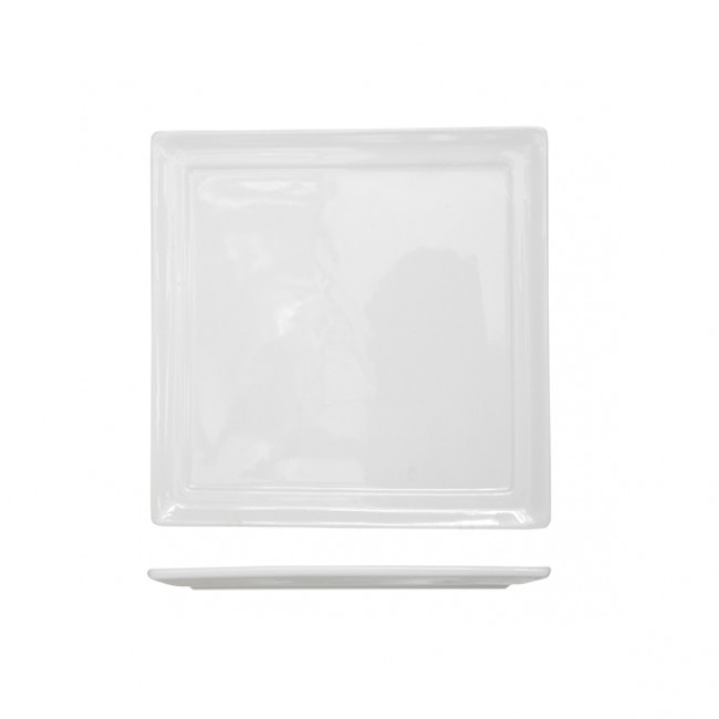 Assiette carrée blanche 30 x 30cm en porcelaine - A l'unité - Kara - Cosy & Trendy