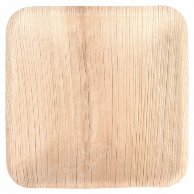 Assiette jetable carrée en areca couleur naturelle 18cm x 1.5 cm - Lot de 25 - Eco - AZ boutique 