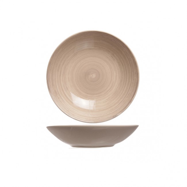 Assiette creuse calotte ronde en grès 21cm beige et marron - Lot de 6 - Turbolino - Cosy & Trendy