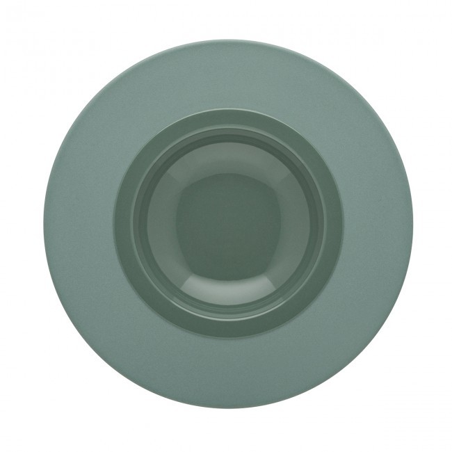 Assiette creuse gourmet ronde petit bassin 23cm vert argile en grès - A l'unité - Bahia - Guy Degrenne