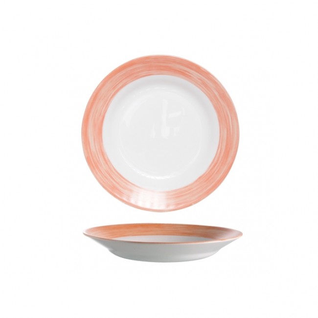 Assiette creuse ronde blanc/orange 22.5cm - Brush Orange - Arcoroc