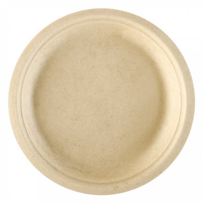 Assiette jetable bionic en cellulose couleur naturelle Ø 18x1,8 cm - Lot de 50 - Bionic