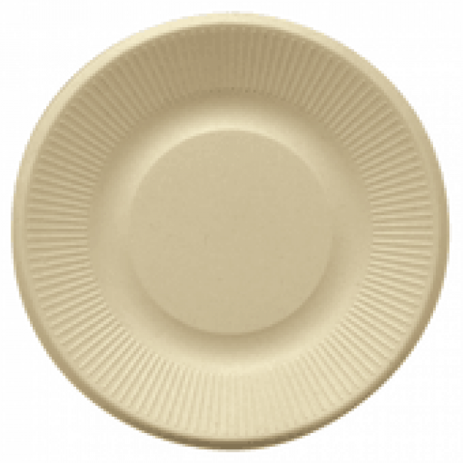 Assiette jetable bionic en cellulose couleur naturelle Ø 21x1,8 cm - Lot de 50 - Vaiselle jetable