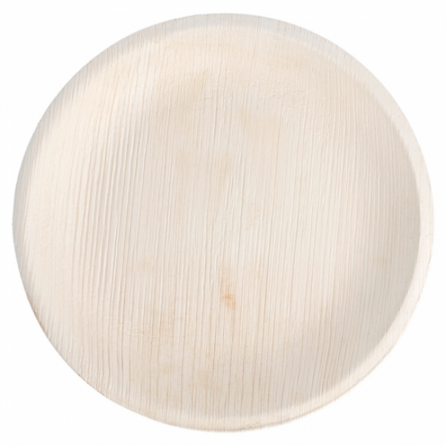 Assiette jetable en areca couleur naturelle Ø 18x2 cm - Lot de 25 - Vaiselle jetable