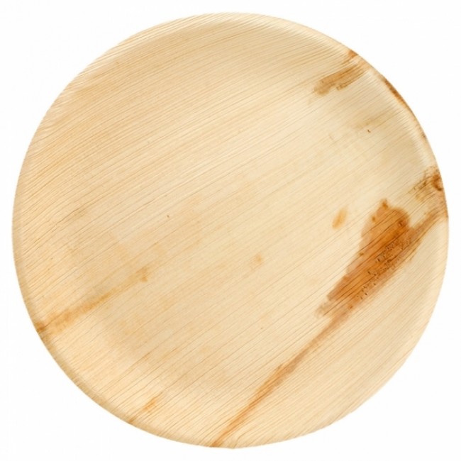 Assiette jetable en areca couleur naturelle Ø 23x2 cm - Lot de 25 - Eco