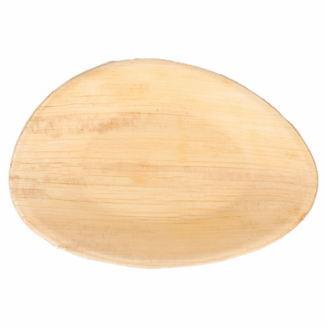 Assiette jetable ovale en areca couleur naturelle 17x12x2 cm - Lot de 25 - Vaiselle jetable