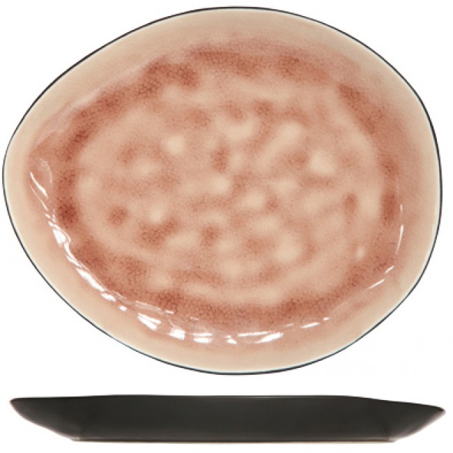 Assiette ovale noire et rose 19.5x16cm - Laguna Old Rose - Cosy & Trendy