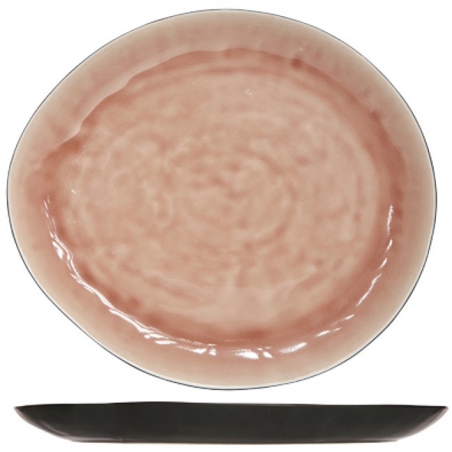 Assiette ovale noire et rose 32.5x28.5cm - Lot de 2 - Laguna Old Rose - Cosy & Trendy
