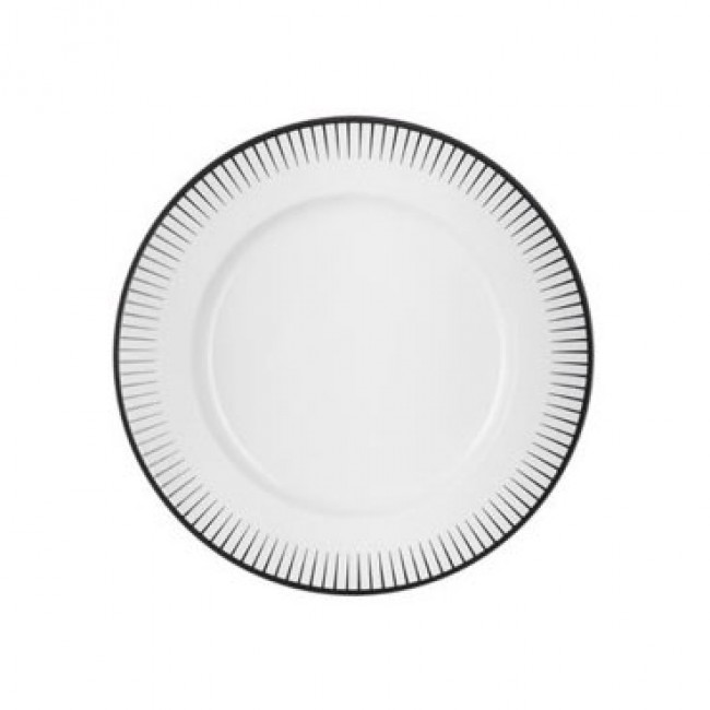 Assiette plate blanche 17,5cm en porcelaine avec motifs en relief noir - Ginseng Black - Chef & Sommelier