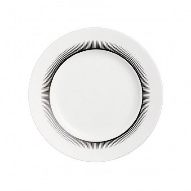 Assiette plate blanche 21,5cm en porcelaine avec motifs en relief noir - Ginseng Black - Chef & Sommelier