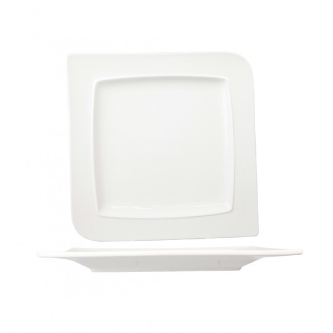 Assiette plate carrée en porcelaine 25cm blanche - Lot de 6 - Louise - Cosy & Trendy