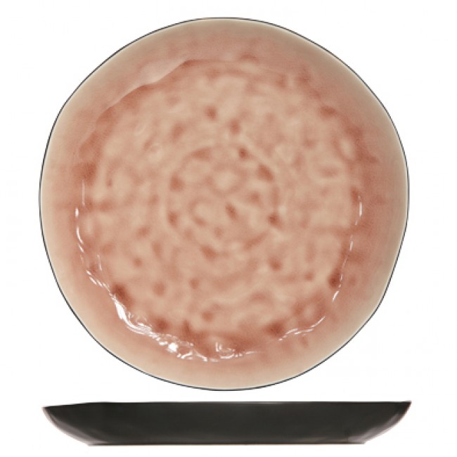 Assiette plate noire et rose 27cm - Laguna Old Rose - Cosy & Trendy
