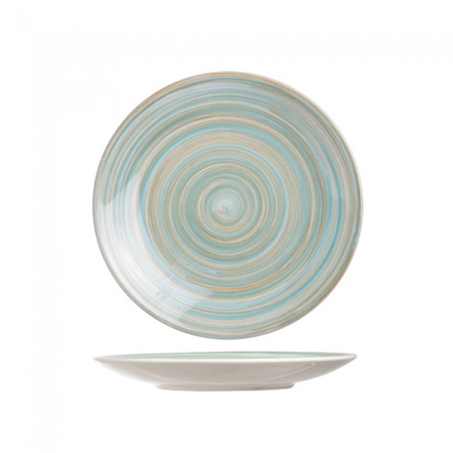 Assiette plate ronde 22cm bleue en grès - Lot de 6 - Turbolino - Cosy & Trendy