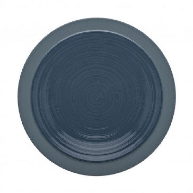 Assiette plate ronde 23cm bleu de roche en grès - A l'unité - Bahia - Guy Degrenne