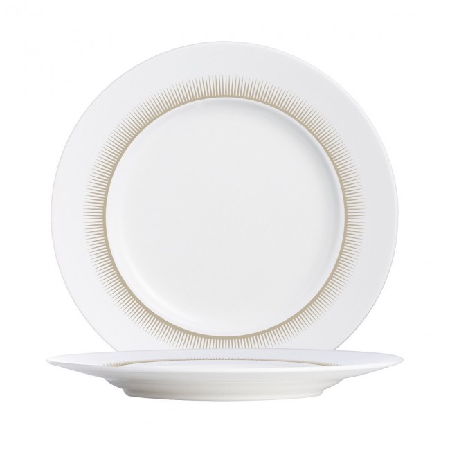 Assiette plate ronde blanche 17.5cm en porcelaine avec motif gris - Ginseng - Chef & Sommelier