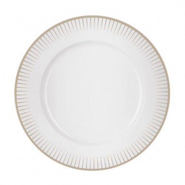 Assiette plate ronde blanche 28.5cm en porcelaine avec motif gris - Ginseng - Chef & Sommelier