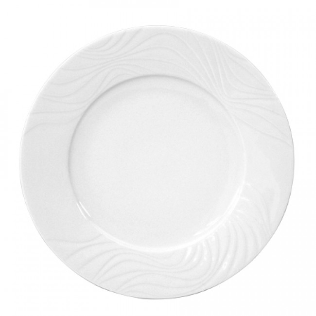 Assiette en porcelaine plate ronde blanche 28cm - Waves - Spal