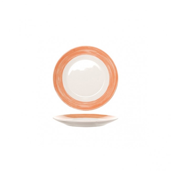 Assiette plate ronde blanc/orange 19cm - Brush Orange - Arcoroc