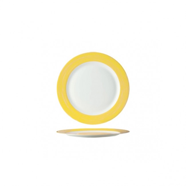 Assiette plate ronde blanc/jaune 19cm - Brush Jaune - Arcoroc