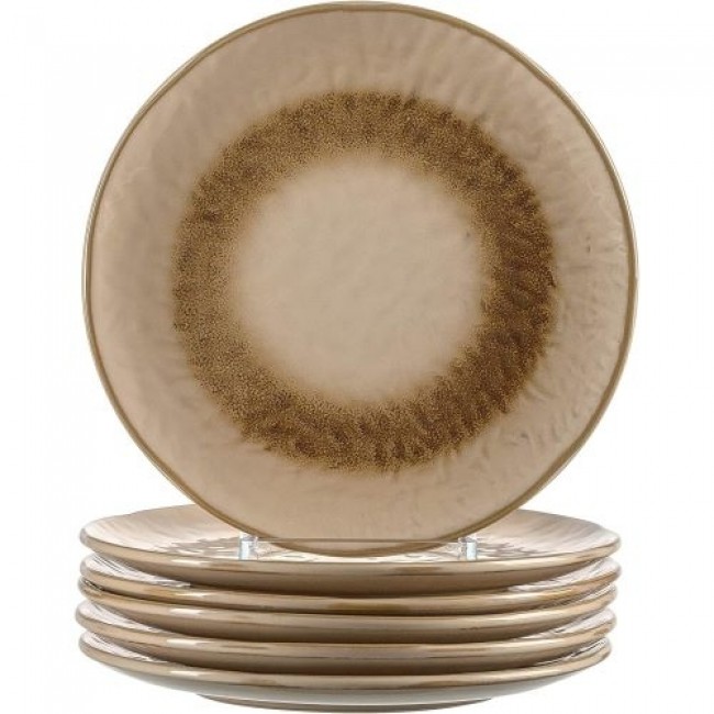 Assiette plate ronde céramique 22,5cm beige - Lot de 6 - Matera - Leonardo