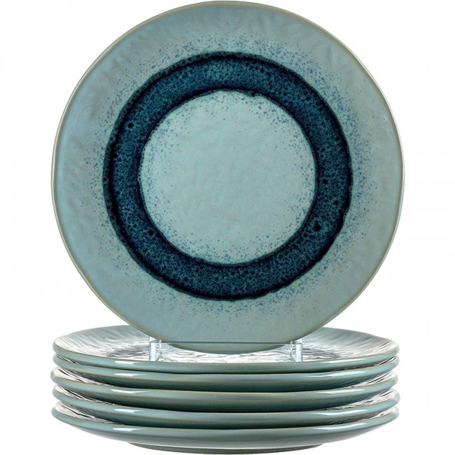 Assiette plate ronde céramique 22,5cm bleu - Matera - Leonardo