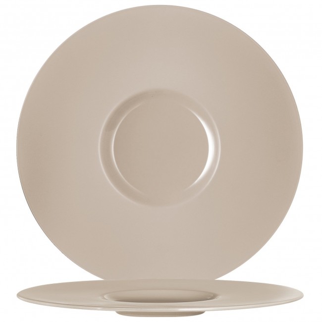 Assiette plate ronde en porcelaine taupe 31cm - Moon - Chef & Sommelier