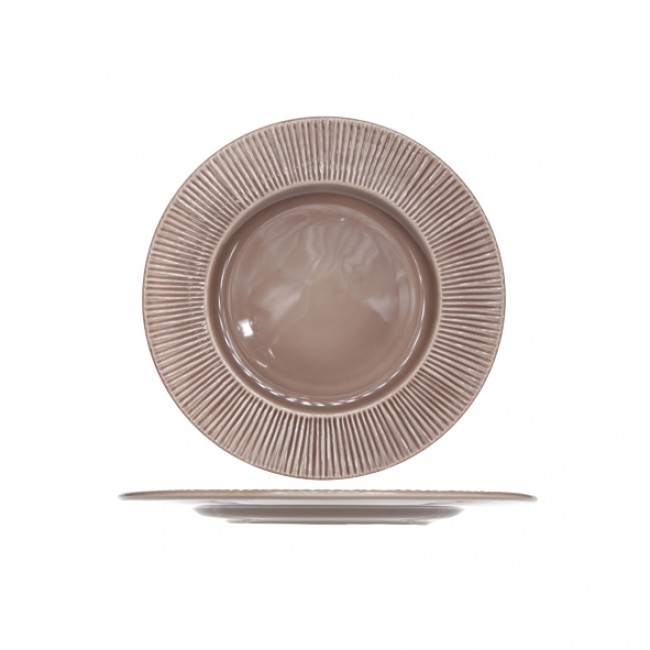 Assiette plate ronde taupe patine 28cm - Epis - Cosy & Trendy
