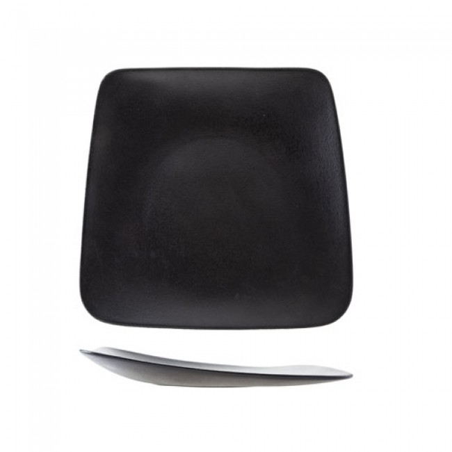 Assiette plate rectangulaire en porcelaine 28 x 23 x 26cm noire - Blackstone - Cosy & Trendy