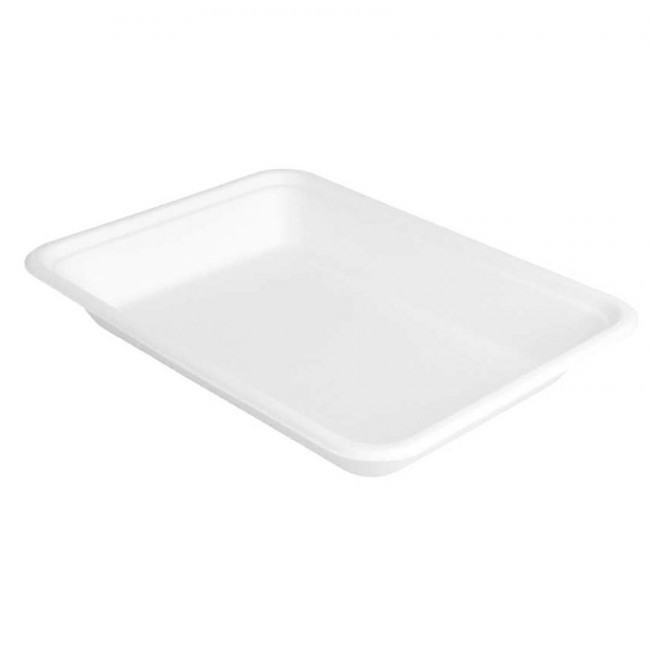Barquette jetable bionic en cellulose couleur blanche 19.6x14.7x2.7 cm - Lot de 50