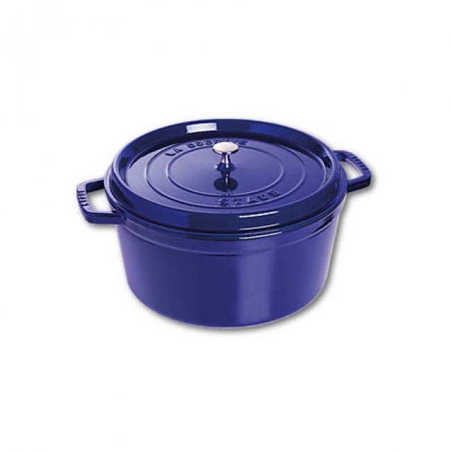 Cocotte en fonte ronde 30 cm bleu intense - Fondamentales - Staub