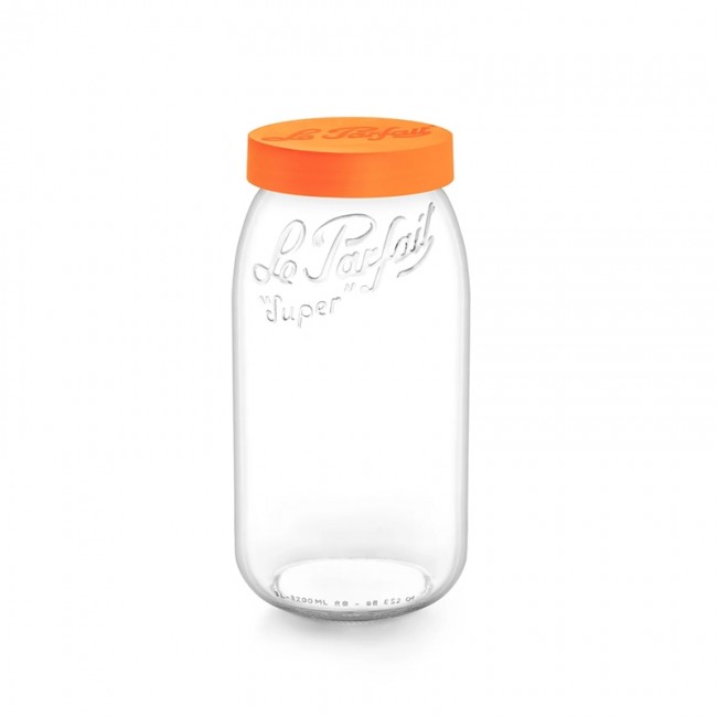 Bocal en verre 3L avec couvercle à vis orange 110mm - Color Vis - Le Parfait