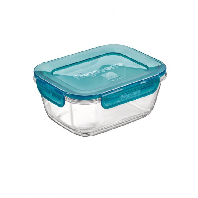 Boîte hermétique rectangulaire en verre couvercle plastique bleu 18 x 14cm - Frigoverre - Bormioli Rocco