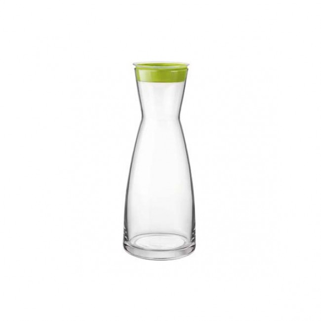 Carafe en verre transparent 1L avec couvercle plastique vert - Ypsilon Brio - Bormioli Rocco