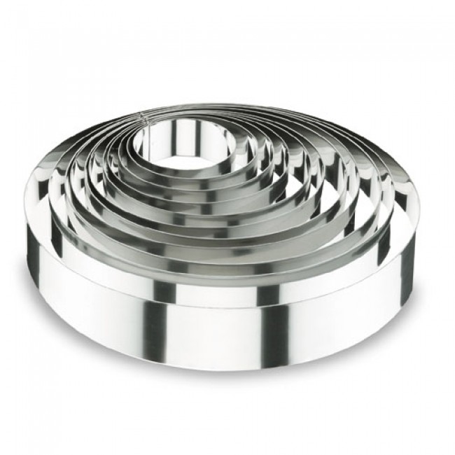 Cercle à mousse en inox 18/10 - hauteur 4cm - diamètre 10cm