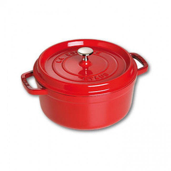 Cocotte en fonte ronde 20 cm rouge cerise - Vitamines - Staub
