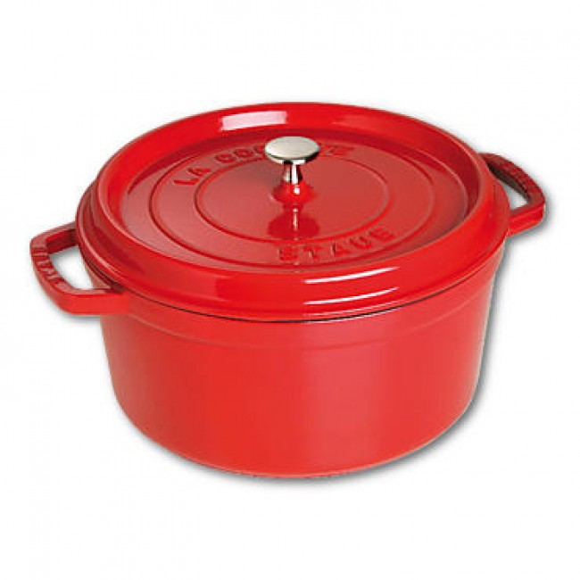 Cocotte en fonte ronde 30 cm rouge cerise - Vitamines - Staub