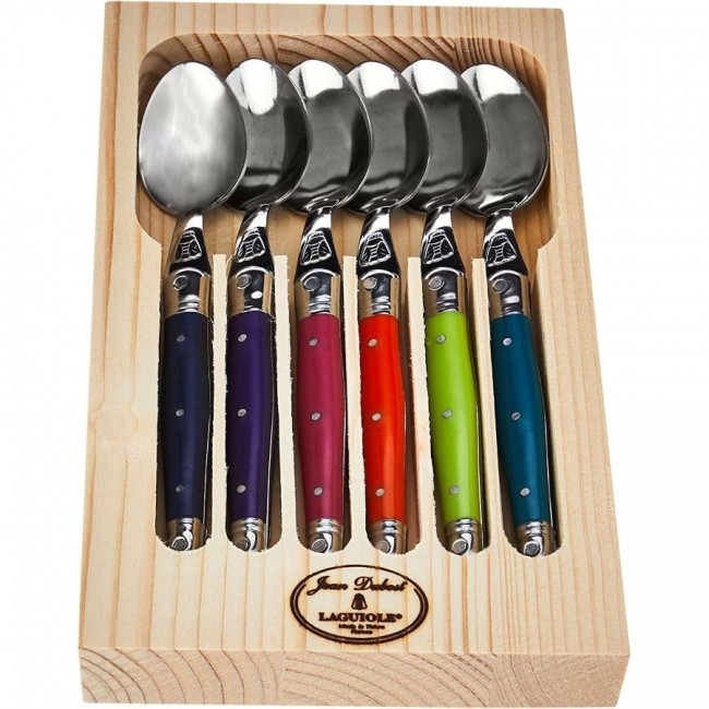 Coffret 6 cuillères à café acier inoxydable manche ABS couleurs multiples - Laguiole - Jean Dubost
