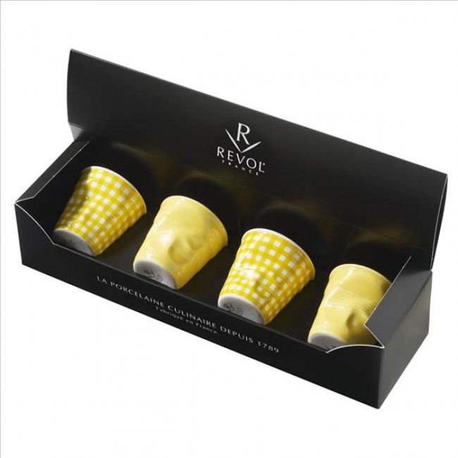 Coffret expresso 8 cl jaune et vichy jaune - Gobelets Froissés - Revol